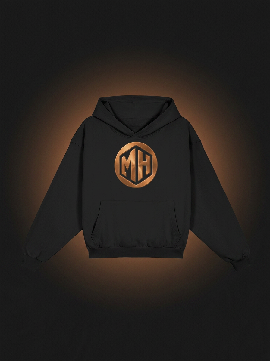 Front view of MR. HAPPINESS "Be Unforgettable" Hoodie in black