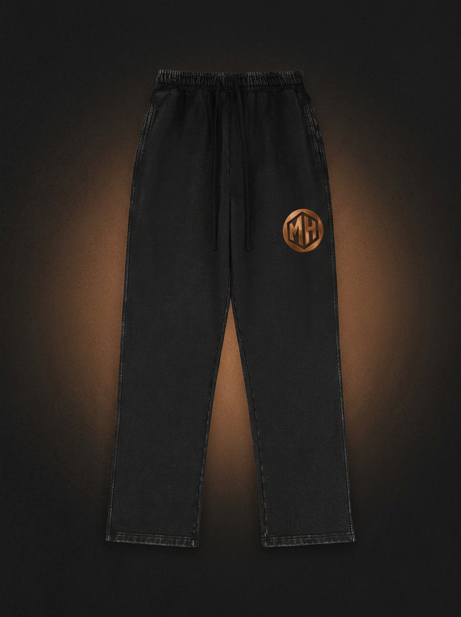 Front view of MR. HAPPINESS "Mind Over Noise" Joggers in black