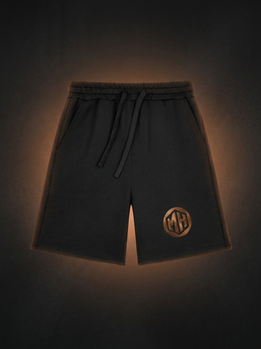 Front view of MR. HAPPINESS "Cheers to Summer" Shorts in black