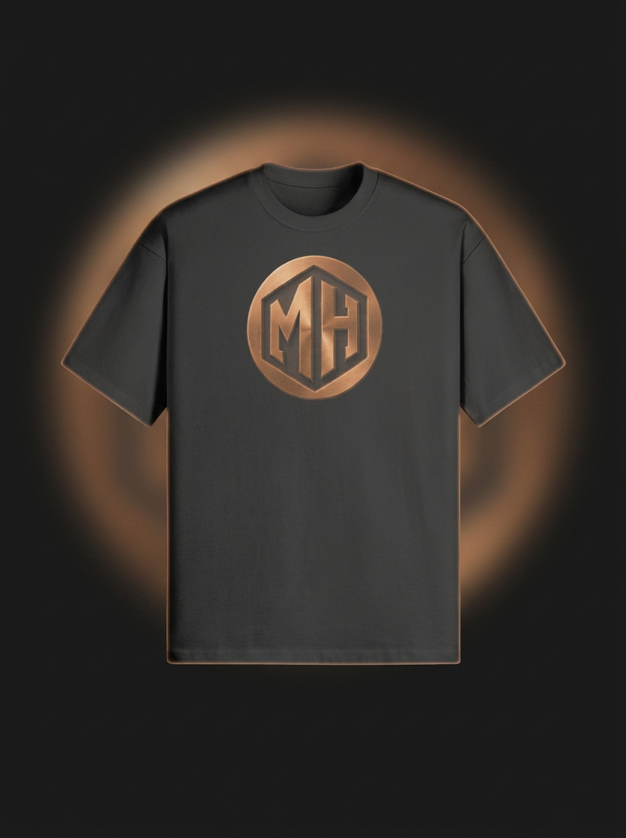 Front view of MR. HAPPINESS Statement Oversized T-Shirt in black